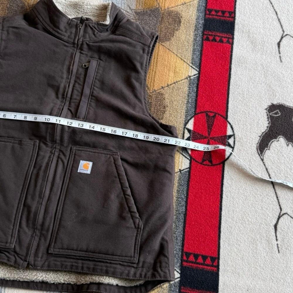 Vintage Women’s Carhartt Sherpa Lined Canvas Vest Size Large Brown 104224-DKB - Picture 8 of 9